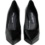Dolce & Gabbana Black Leather Platform Heels Pumps Shoes LA11510-37