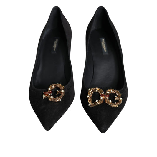 حذاء Dolce &amp; Gabbana Black Amore Suede Bellucci بكعب عالٍ