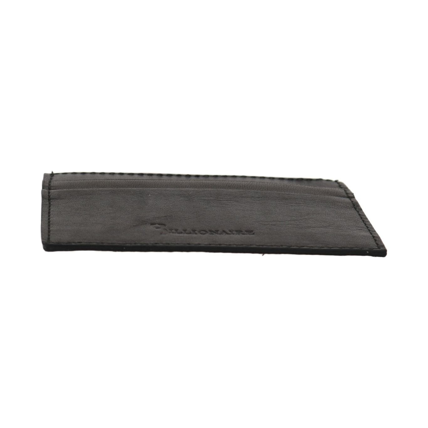 Billionaire Italian Couture Black Leather Cardholder Wallet