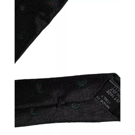 Dolce & Gabbana Black Fantasy 100% Silk Adjustable Men Tie KRA3334