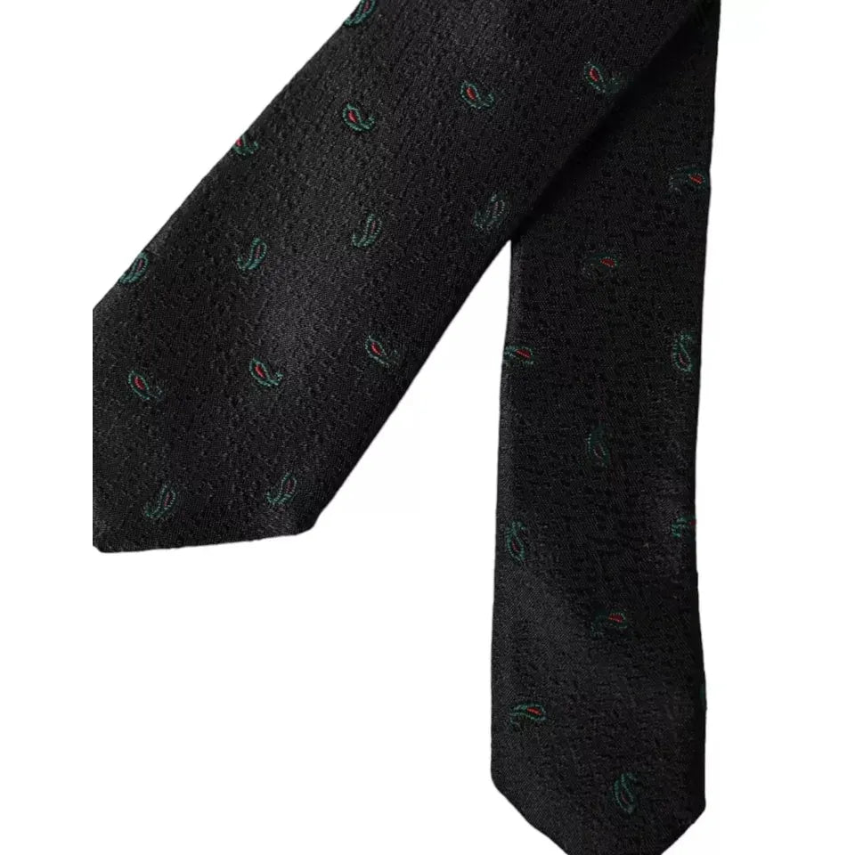 Dolce & Gabbana Black Fantasy 100% Silk Adjustable Men Tie