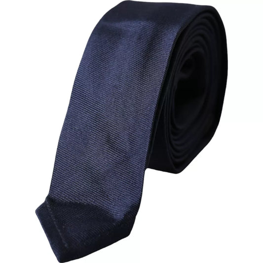 Dolce & Gabbana Dark Blue Silk Skinny Adjustable Tie KRA3365