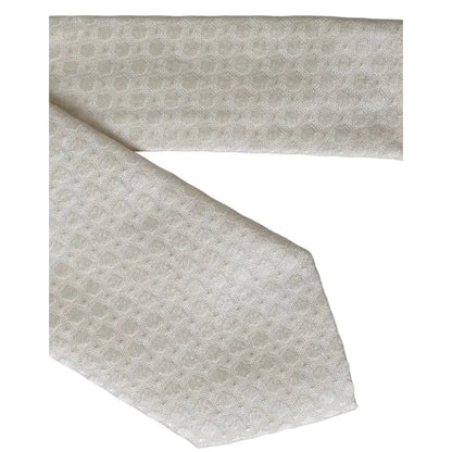 Dolce & Gabbana Off White Silk Adjustable Necktie Men Tie