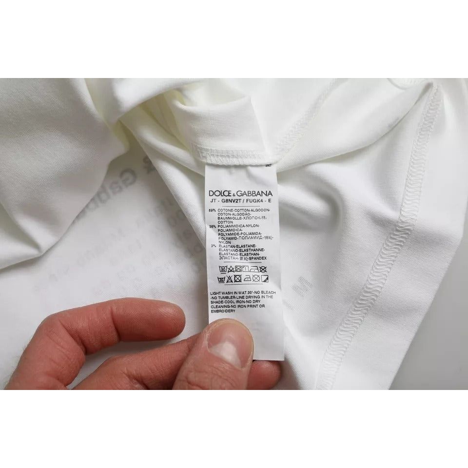 تي شيرت رجالي قطني بطبعة شفاه حمراء بيضاء من دولتشي آند غابانا