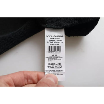 Dolce & Gabbana Black Cotton Hooded Short Sleeves Cropped T-shirt