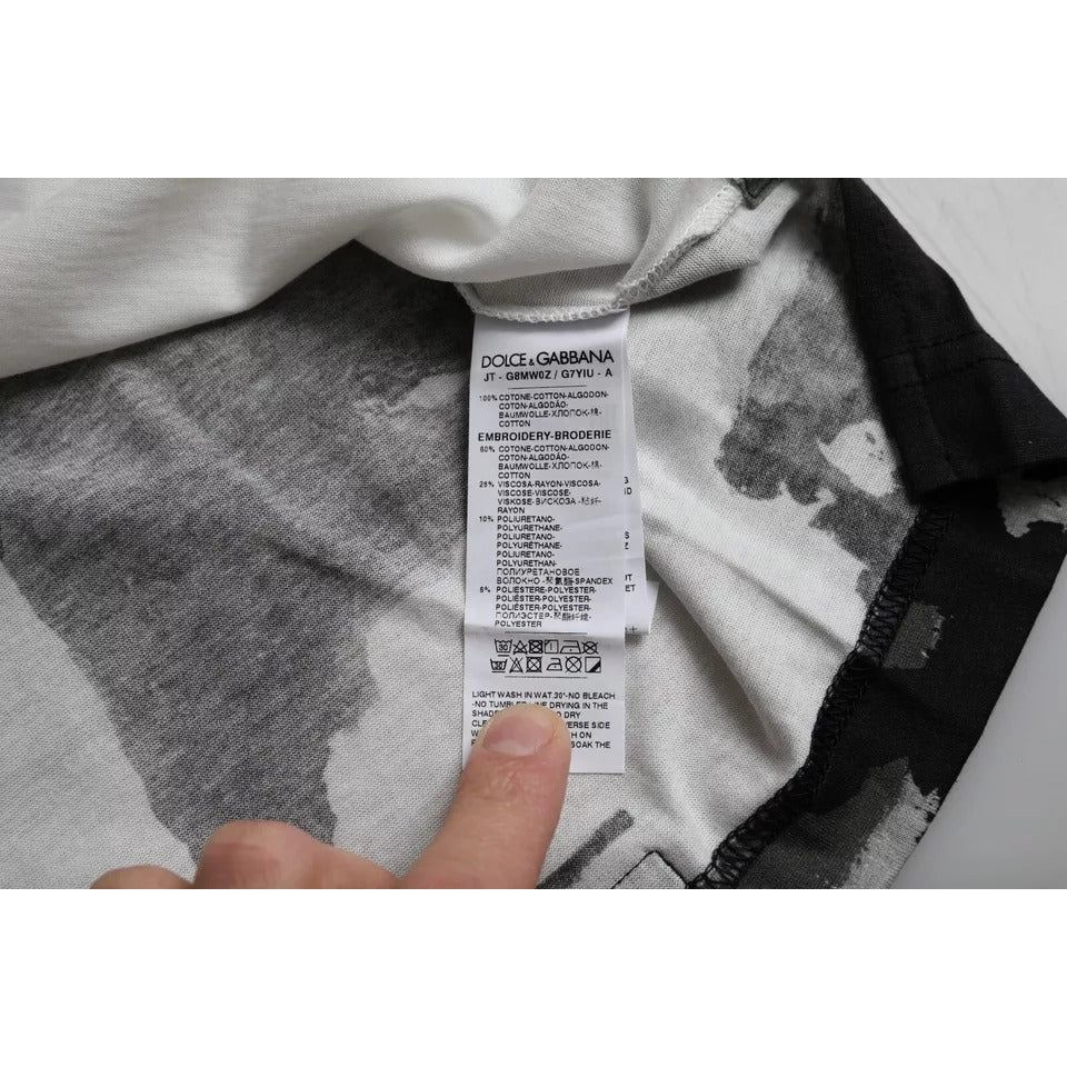 Dolce & Gabbana Black White Camouflage Round Neck T-shirt
