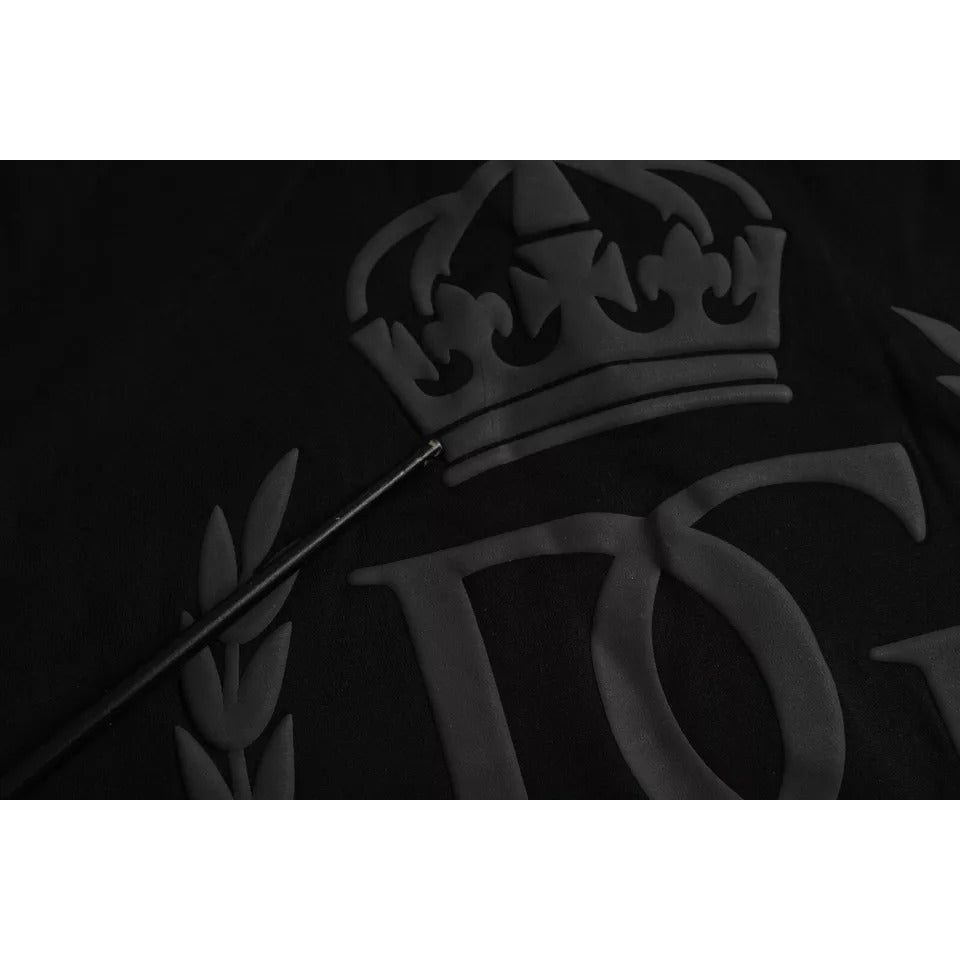 Dolce & Gabbana Black Logo Embossed Cotton Crew Neck T-shirt