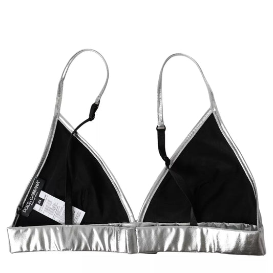 Dolce & Gabbana Silver Polyester Sleeveless Bustier Crop Top BIK1777-44