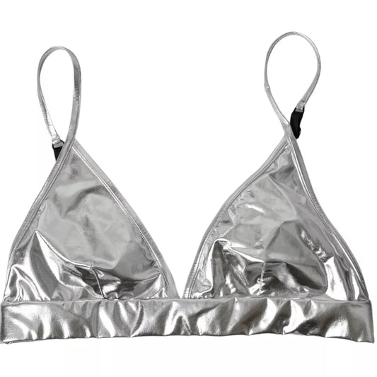 Dolce & Gabbana Silver Polyester Sleeveless Bustier Crop Top BIK1777-44