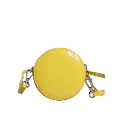 MSGM Yellow Leather Logo Crossbody Sling Shoulder Round Bag