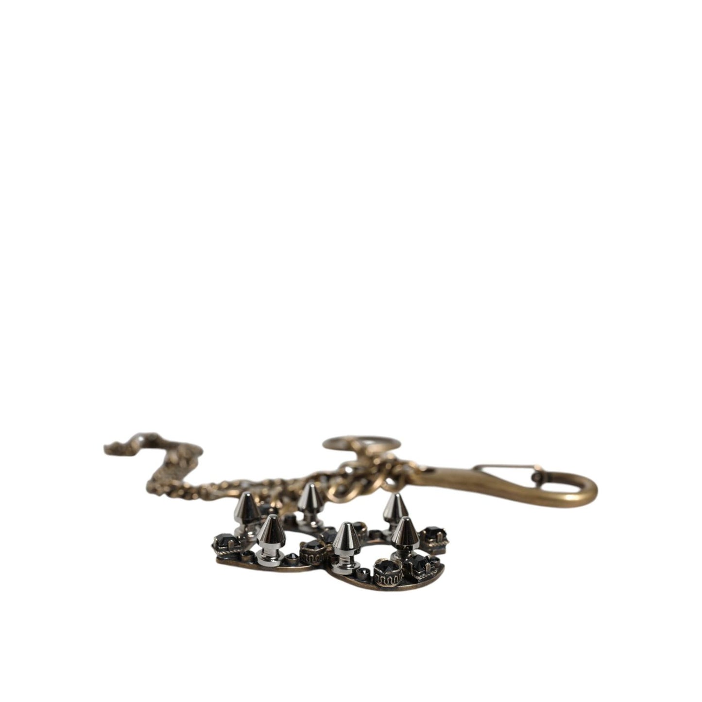 Dolce & Gabbana Silver Tone Metal DG Logo Crystal Keychain Keyring SMY10172