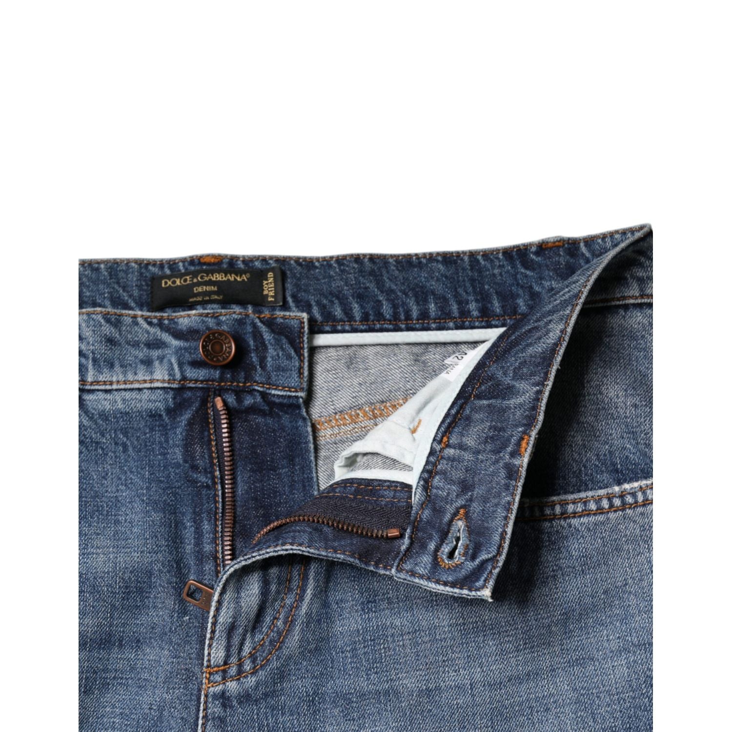 Dolce & Gabbana Blue Cotton Tattered Boyfriend Denim Jeans