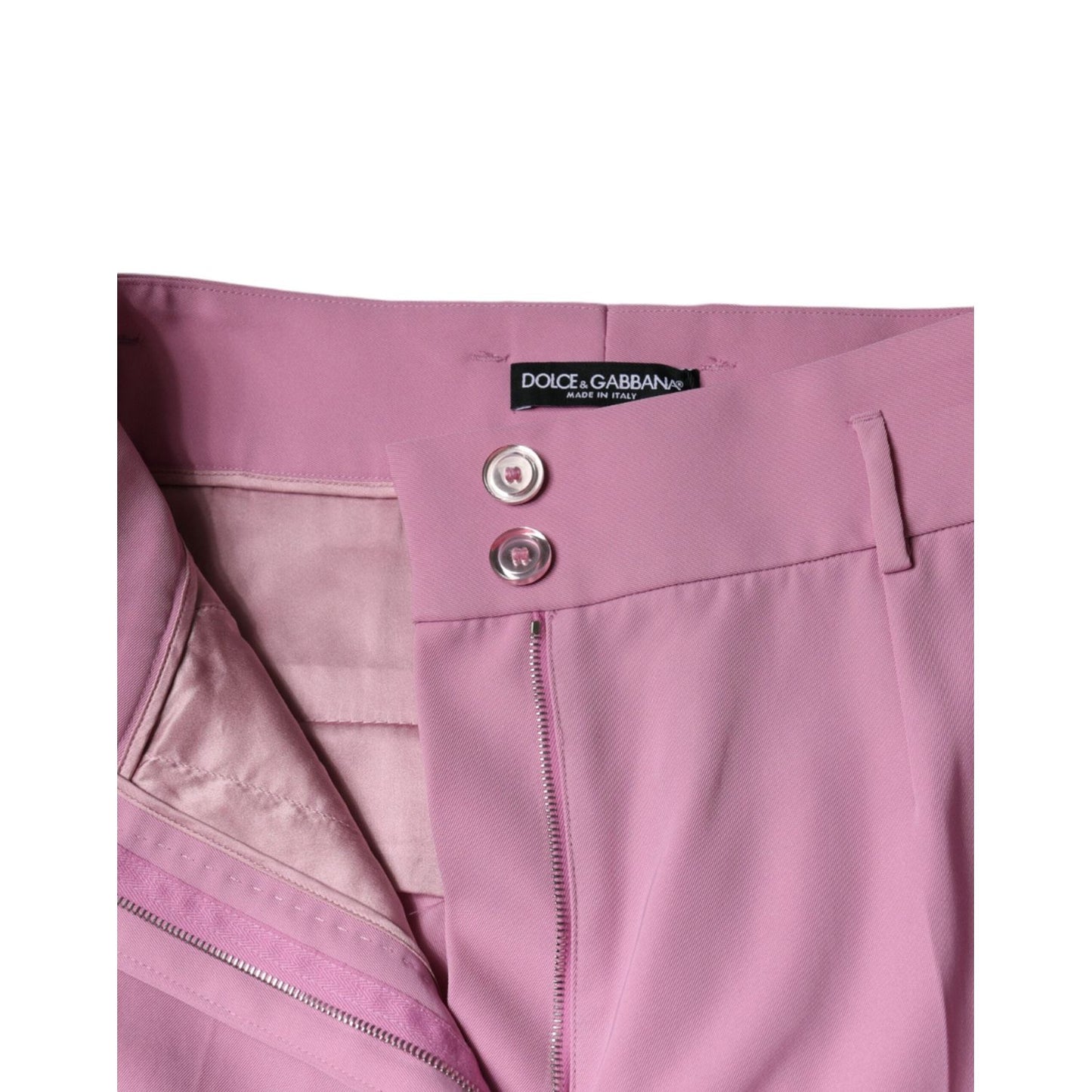 Dolce & Gabbana Pink Polyester High Waist Women Tapered Pants