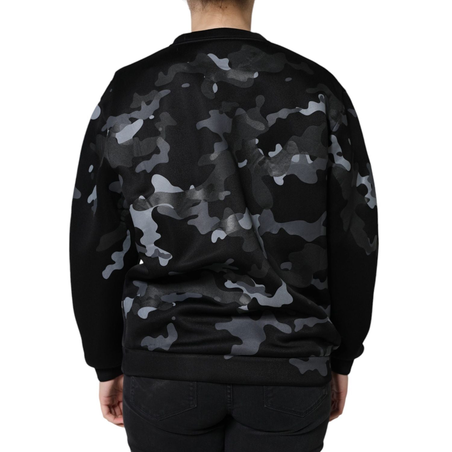 Dolce & Gabbana Black Camouflage Round Neck Sweatshirt Sweater