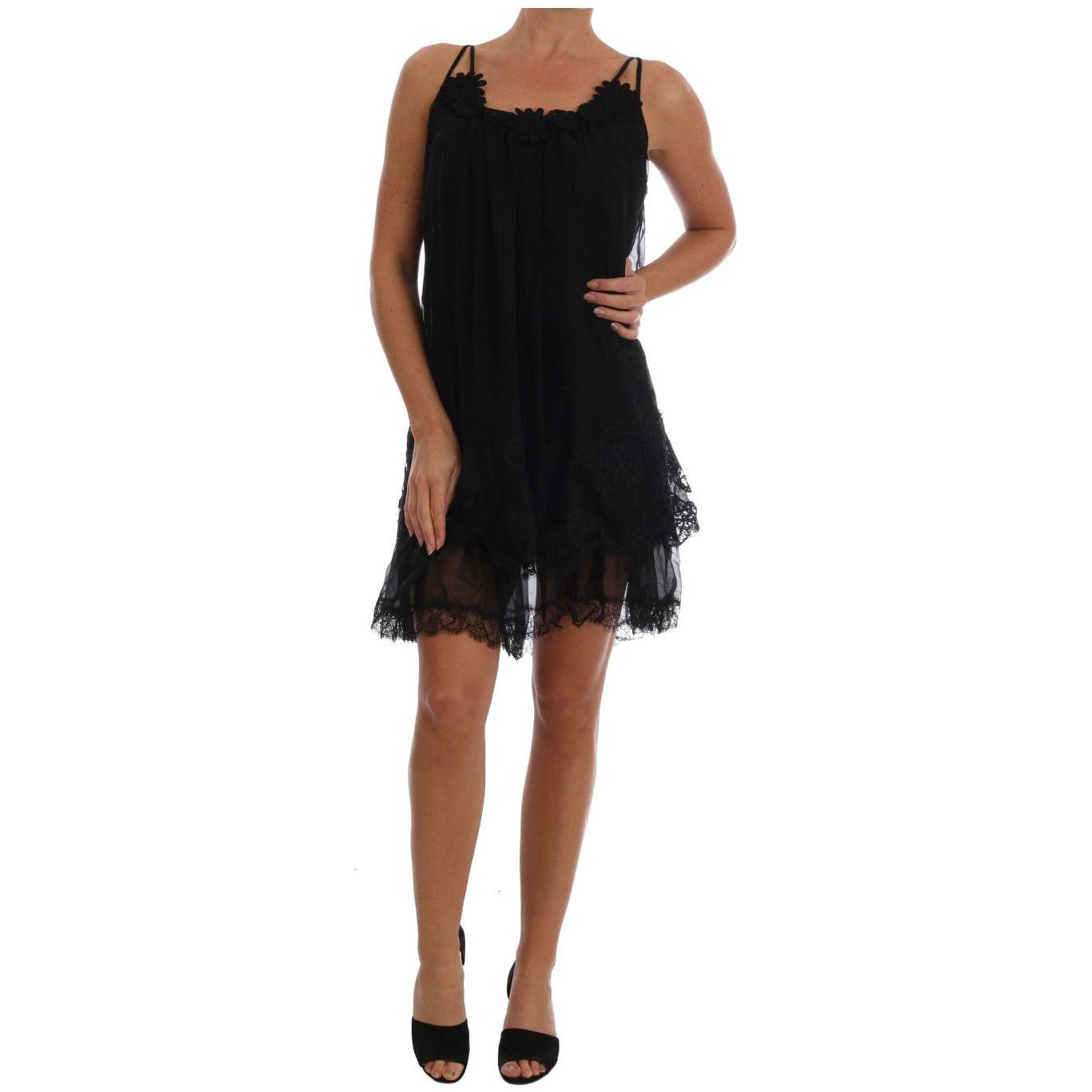 Dolce & Gabbana Black Silk Lace Chemise Dress
