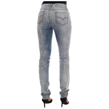 Versace Jeans Blue Wash Torn Stretch Slim Fit Jeans