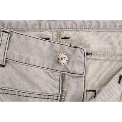 Costume National Gray Wash Cotton Slim Jeans