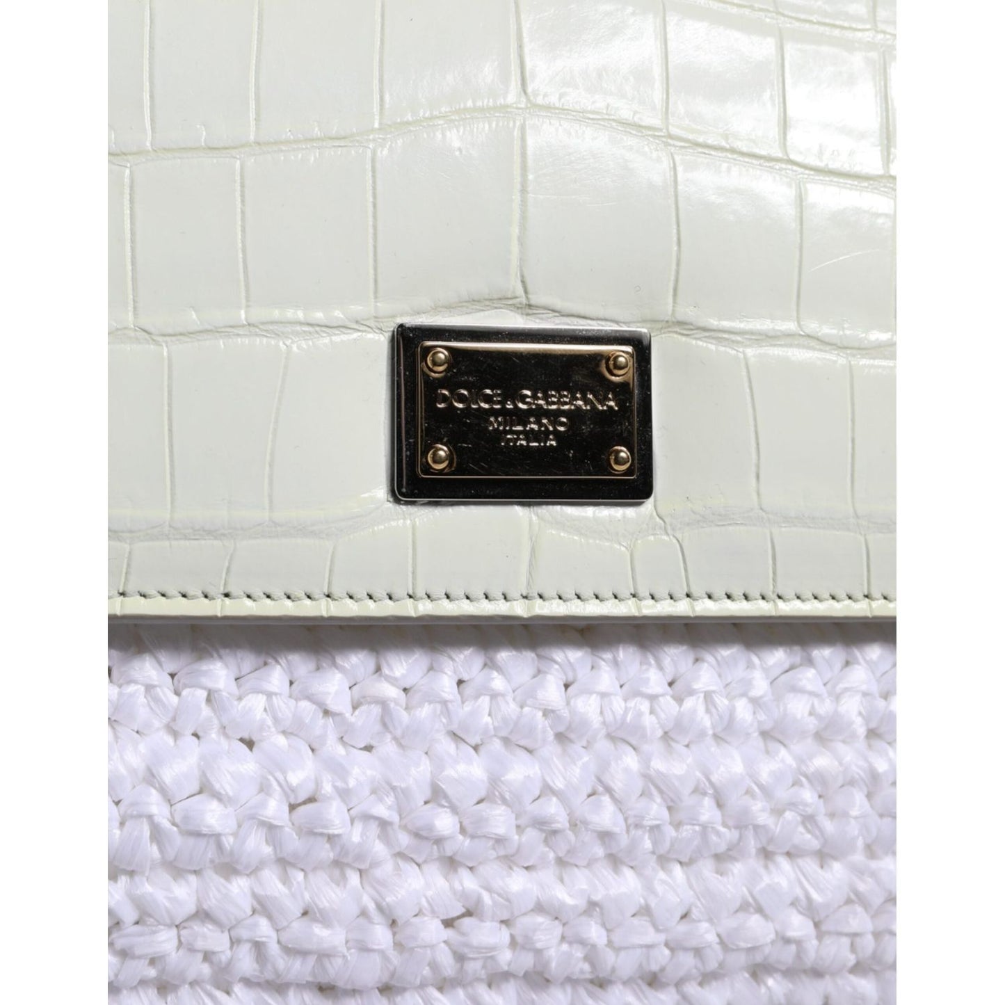 Dolce & Gabbana White Rafia Leather SICILY Crossbody Bag BAG4095
