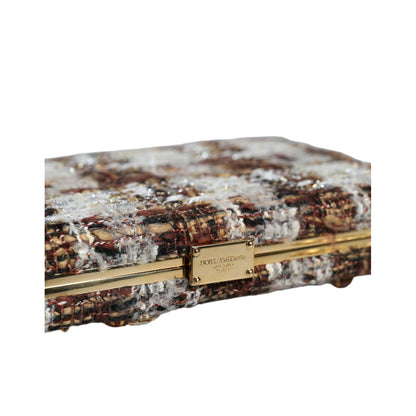Dolce & Gabbana Multicolor Tweed Floral Clutch Crossbody Bag