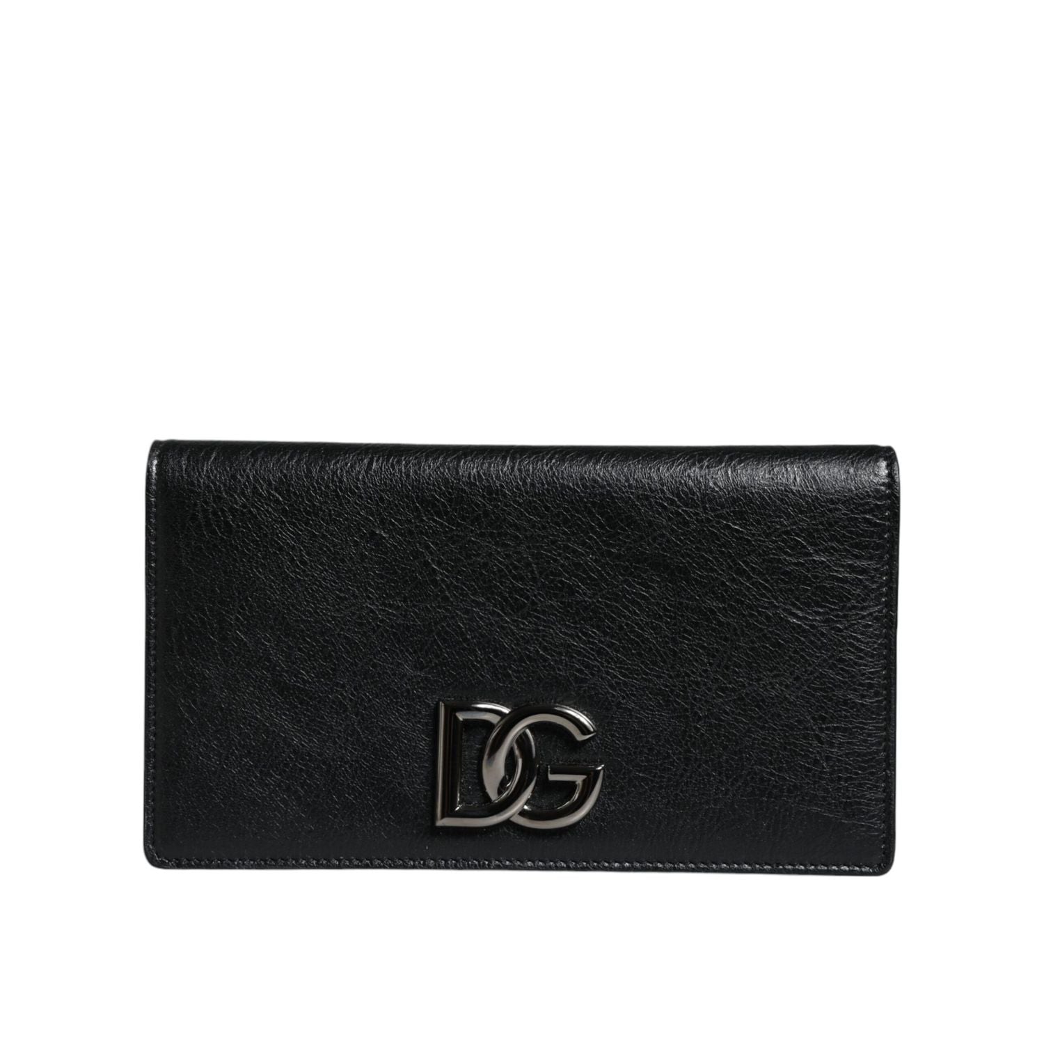 Dolce & Gabbana Black Leather DG Logo Bifold Card Slot Crossbody Bag
