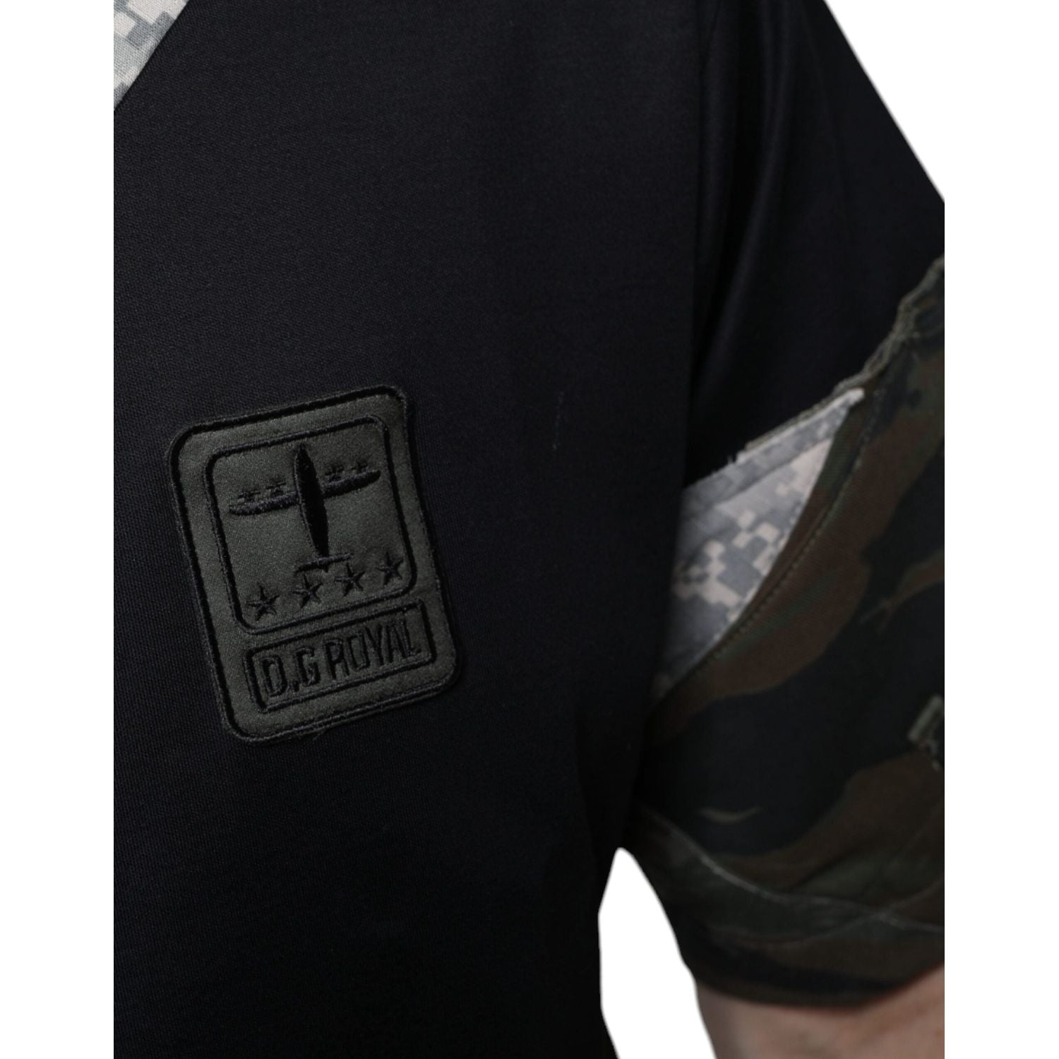 Dolce & Gabbana Multicolor Camouflage Patchwork DG Royal T-shirt