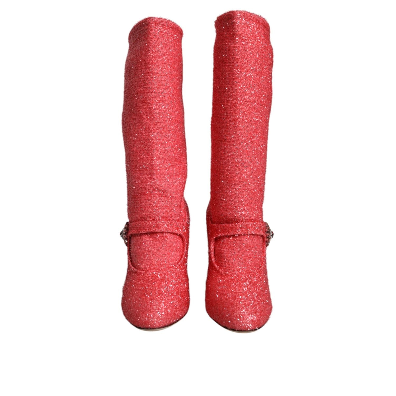 Dolce & Gabbana Pink Crystal Lurex Fantasy High Boots Shoes