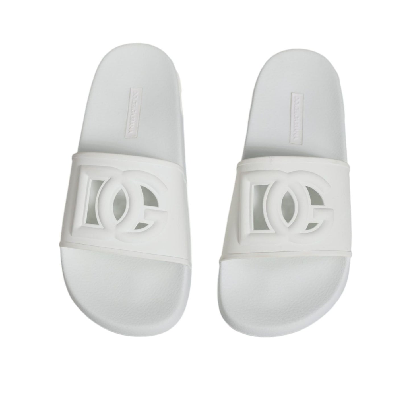 Dolce & Gabbana White Rubber Slides Sandals Beachwear Shoes