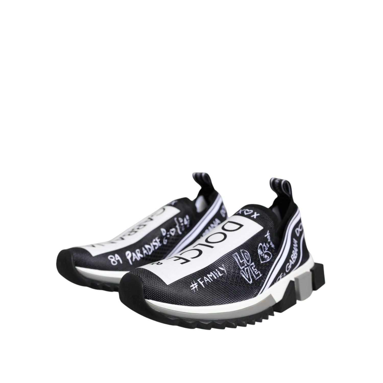 Dolce & Gabbana Black White Sorrento Low Top Sneakers Shoes