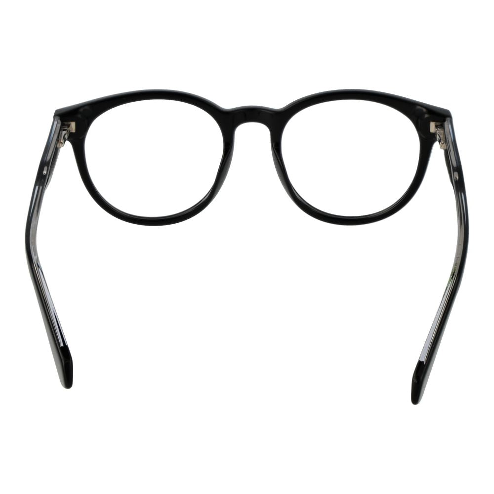 Polaroid Black Unisex Glasses Frame, eco acetate, full-rim, round style, spring hinge, lens width 50, bridge 19, temples 145.