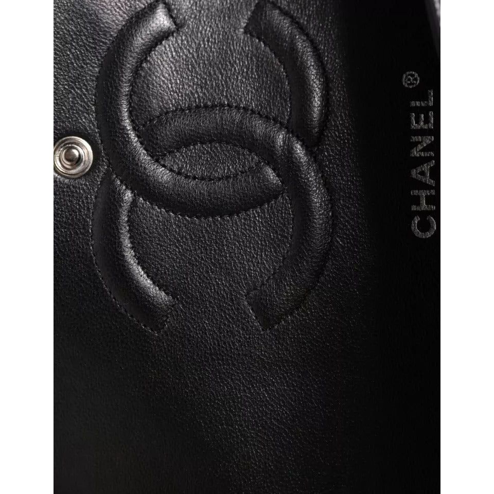 Chanel Black Caviar Medium Classic Double Flap Shoulder Quilted Silver Bag cha187