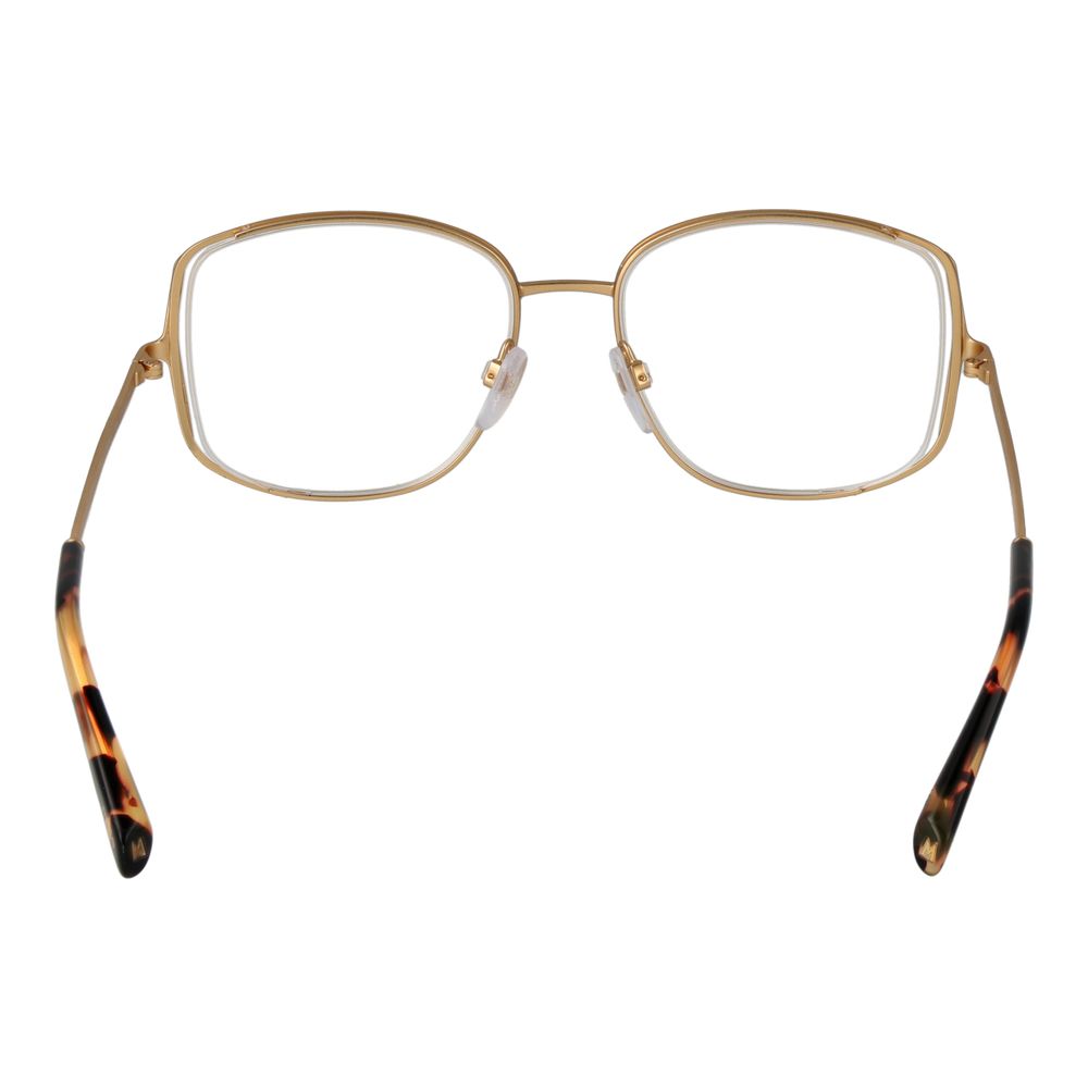 Maje Gold Women Glasses Frame, stainless steel full-rim design with demo lenses, size 52-17-140, includes branded case.