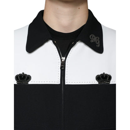 Dolce & Gabbana Black White DG Crown Full Zip Blouson Jacket