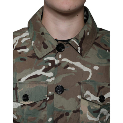 Dolce & Gabbana Multicolor Camouflage Collared Coat Jacket