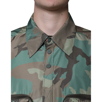 Dolce & Gabbana Multicolor Camouflage Button Down Shirt
