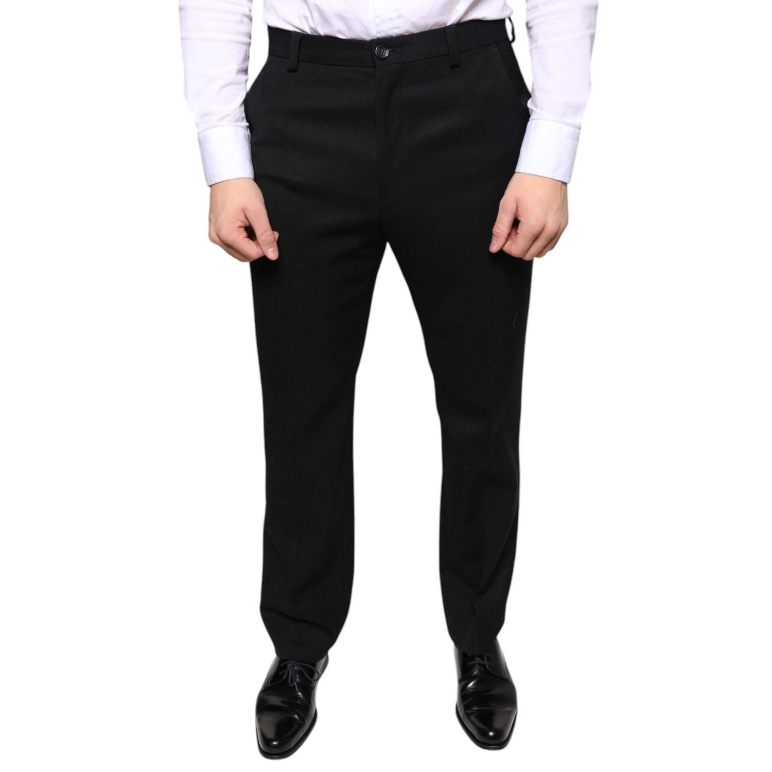 Dolce & Gabbana Black Wool Skinny Men Dress Pants