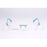 Front view of Dsquared² Silver Metal Frames with blue temple tips, model DQ5044-016-54, measuring 54/17/135 mm.