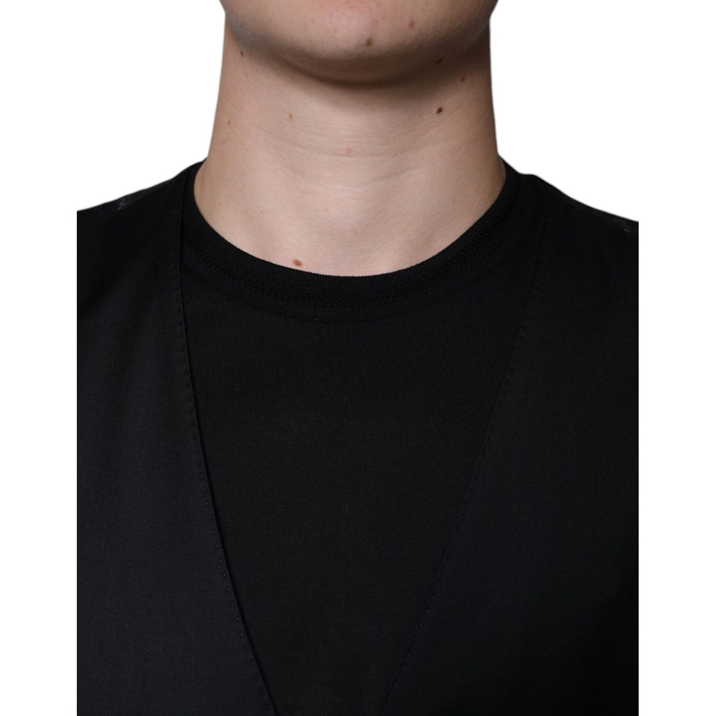 Dolce & Gabbana Black Wool Waistcoat Dress Formal Vest
