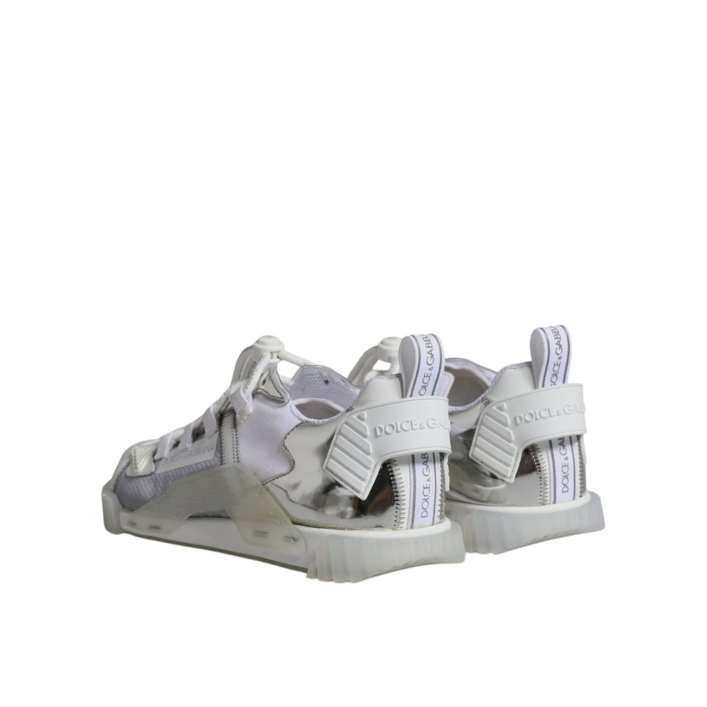 Dolce & Gabbana White Silver Low Top NS1 Sneakers Shoes