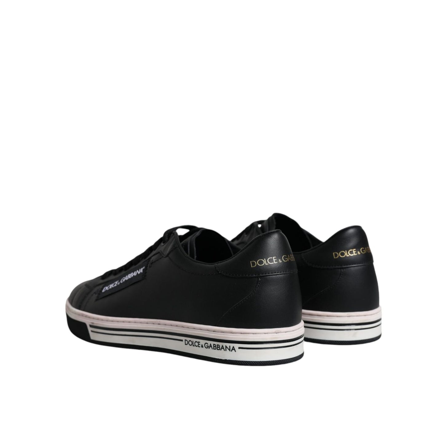 Dolce & Gabbana Black Leather Low Top Men Sneakers Shoes