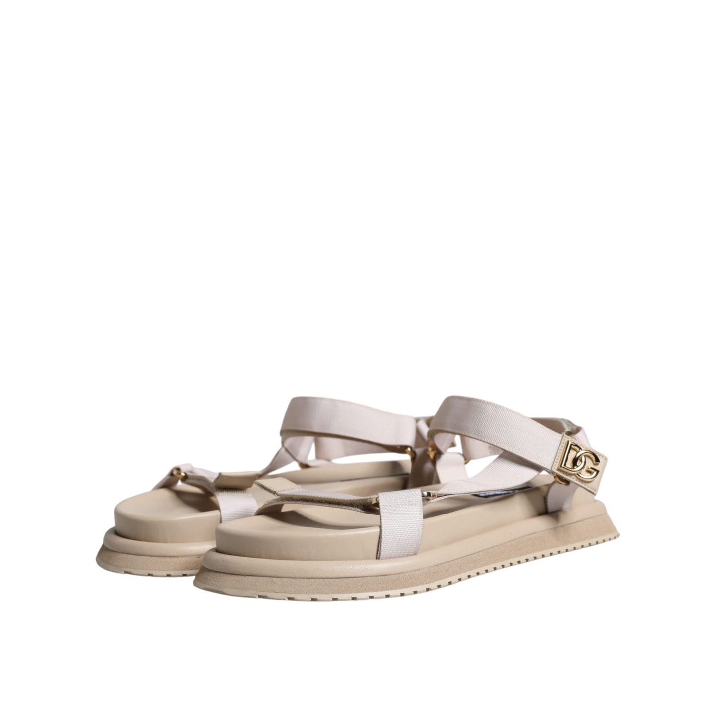 Dolce & Gabbana Beige Nappa Devotion Strap Men Sandals Shoes MV6327-44