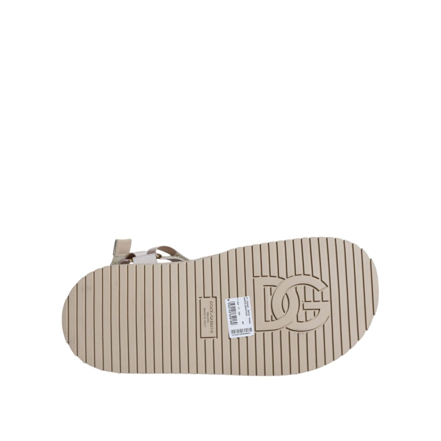Dolce & Gabbana Beige Nappa Devotion Strap Men Sandals Shoes MV6327-44