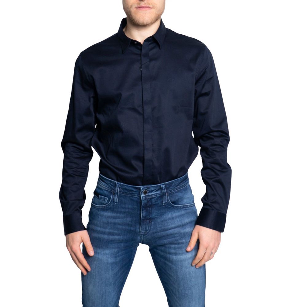 Armani Exchange Blue Cotton Dress Shirt