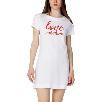 Love Moschino White Cotton Short Dress