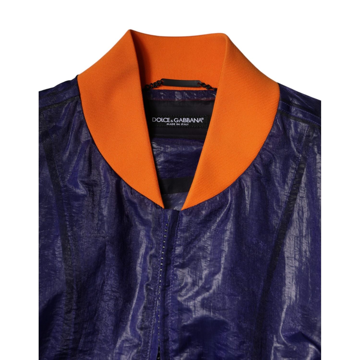 Dolce & Gabbana Blue Cotton Stretch Full Zip Bomber Jacket