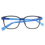 Just Cavalli Black Plastic Frames JC0685F-00256 with blue arms, unisex eyeglasses, lens/bridge/temple 56/15/150 mm, stylish design.