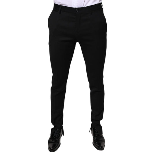 Dolce & Gabbana Black Wool Skinny Formal Dress Pants