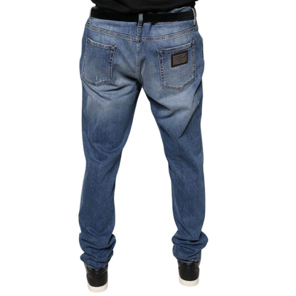 Dolce & Gabbana Blue Washed Cotton Stretch Men Denim Jeans