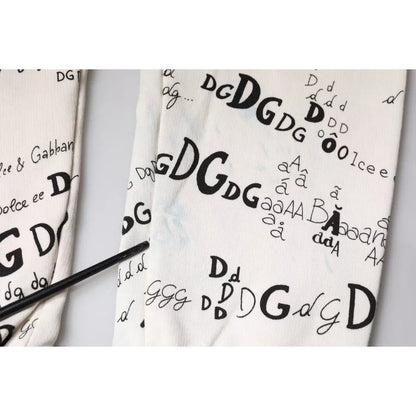Dolce & Gabbana White Printed Cotton Jogger Sweatpants Pants