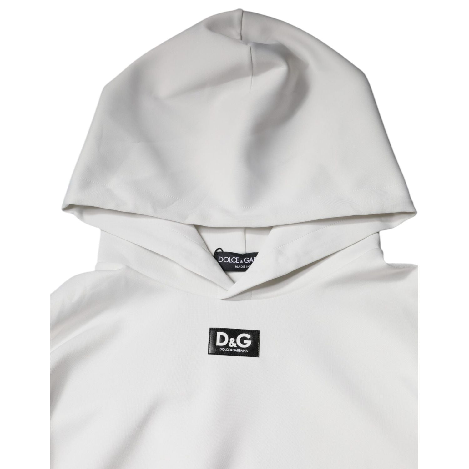Dolce & Gabbana White D&G Logo Hooded Men Sweatshirt Sweater