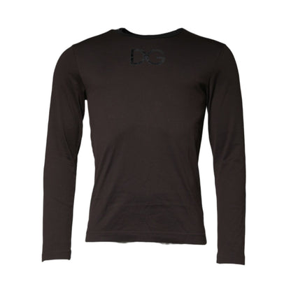 Dolce & Gabbana Brown Logo Cotton Crew Neck Pullover Sweater